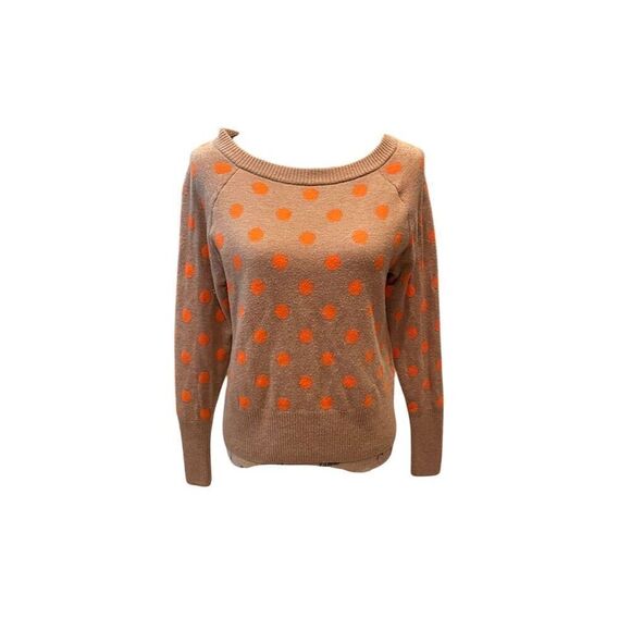 Gap Women's M Orange Polka Dot Pullover Sweater Long Sleeve Crew Neck - Picture 1 of 9